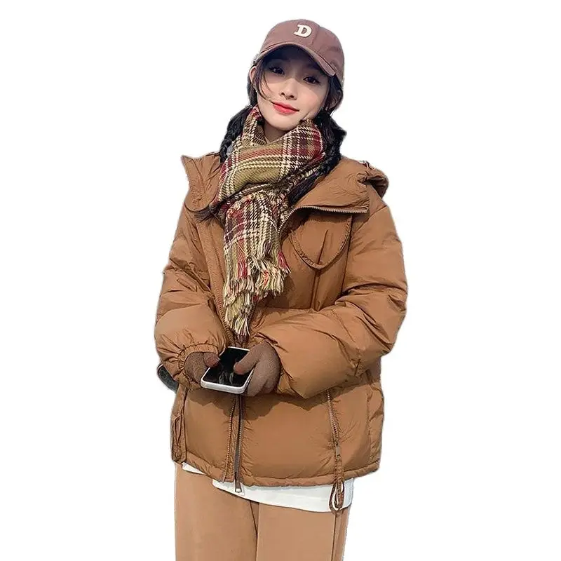 

New Hooded Eiderdown Cotton-padded Jacket Female Tide Ins Winter Western-style Explosion Bread Coat Fashion Short Coat Female.