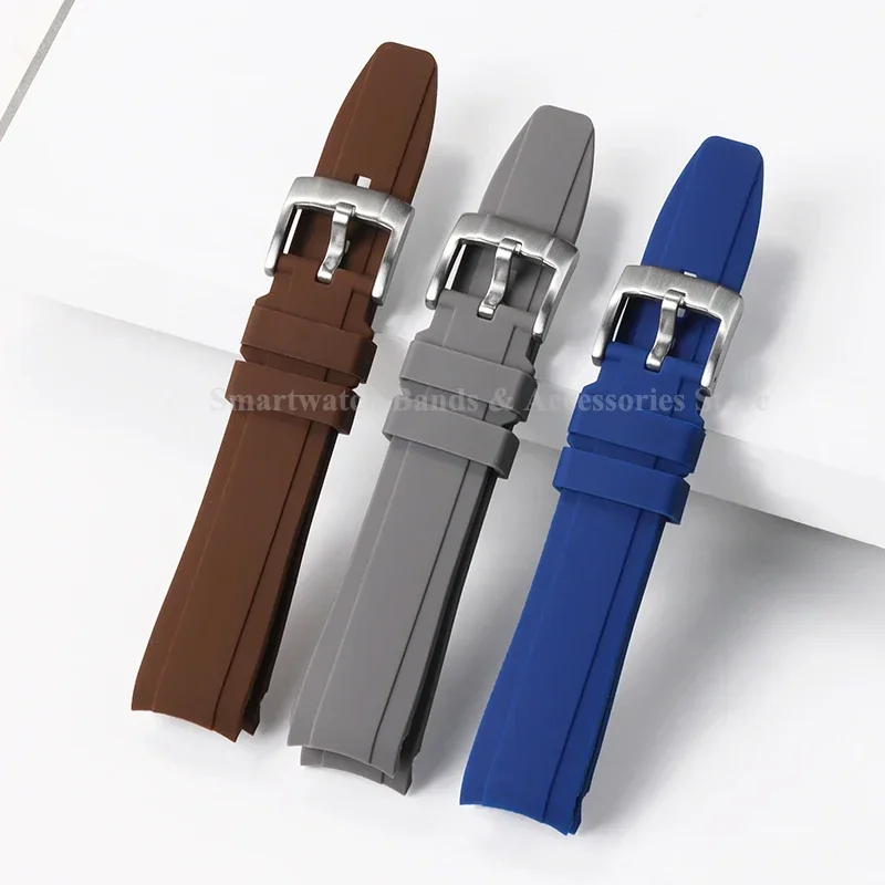 Universal Curved End Rubber Watch Band – Available in Multiple Sizes for Men and Women, Sports Style Bracelet