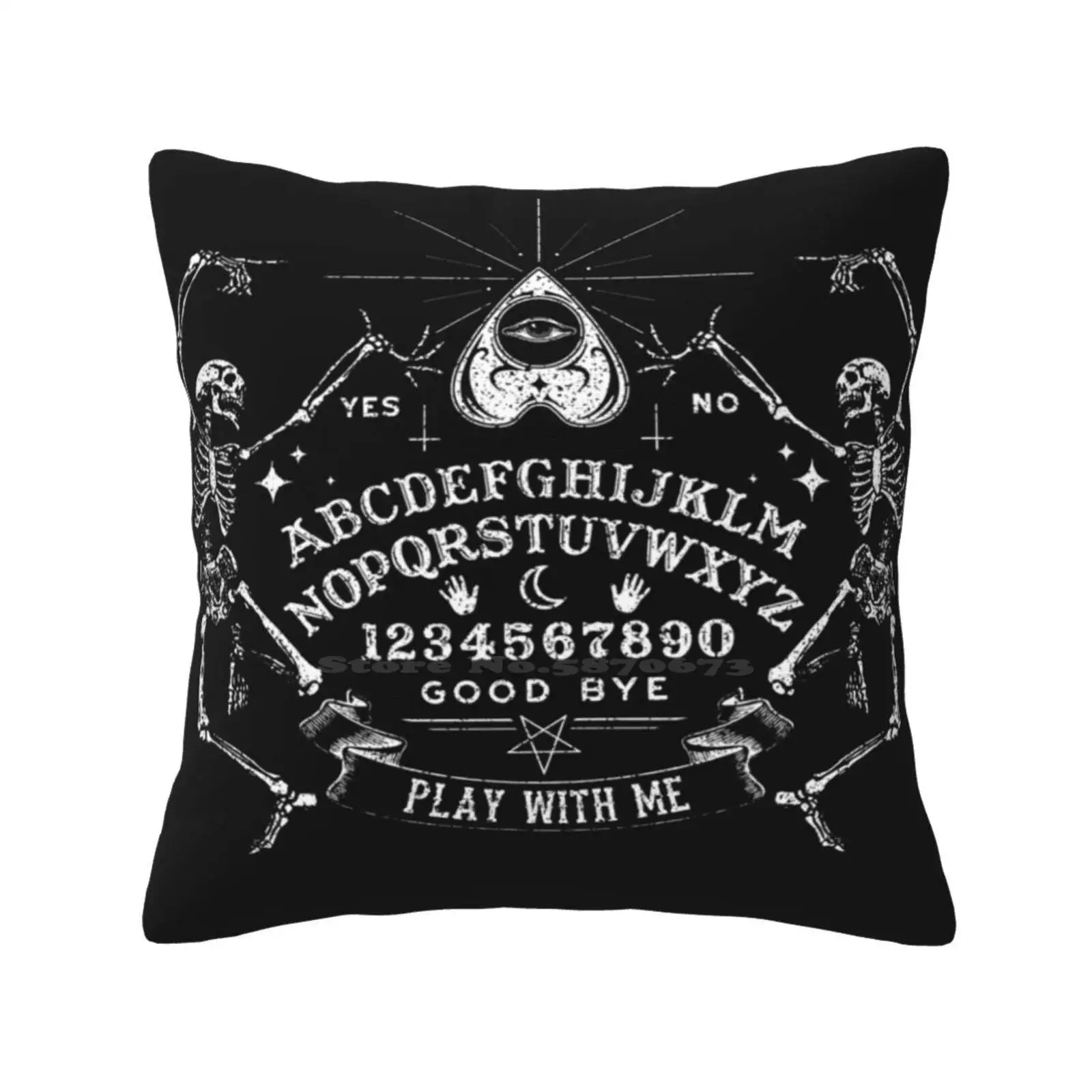 

Play With Me Throw Cushion Pillow Cover Ouija Death Skeletons Halloween