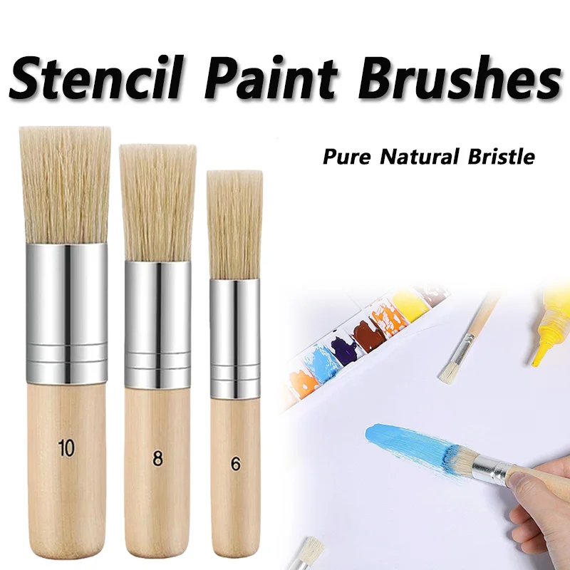 Wooden Handle Bristle Paint Brushes for Watercolor Oil Acrylic Art