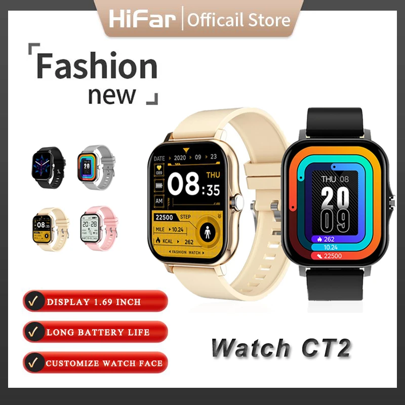 

CT2 Smart Watch Men Women Full Touch Sports Fitness Sports Watch Call Heart Rate Detection Waterproof Suitable For Smartphone