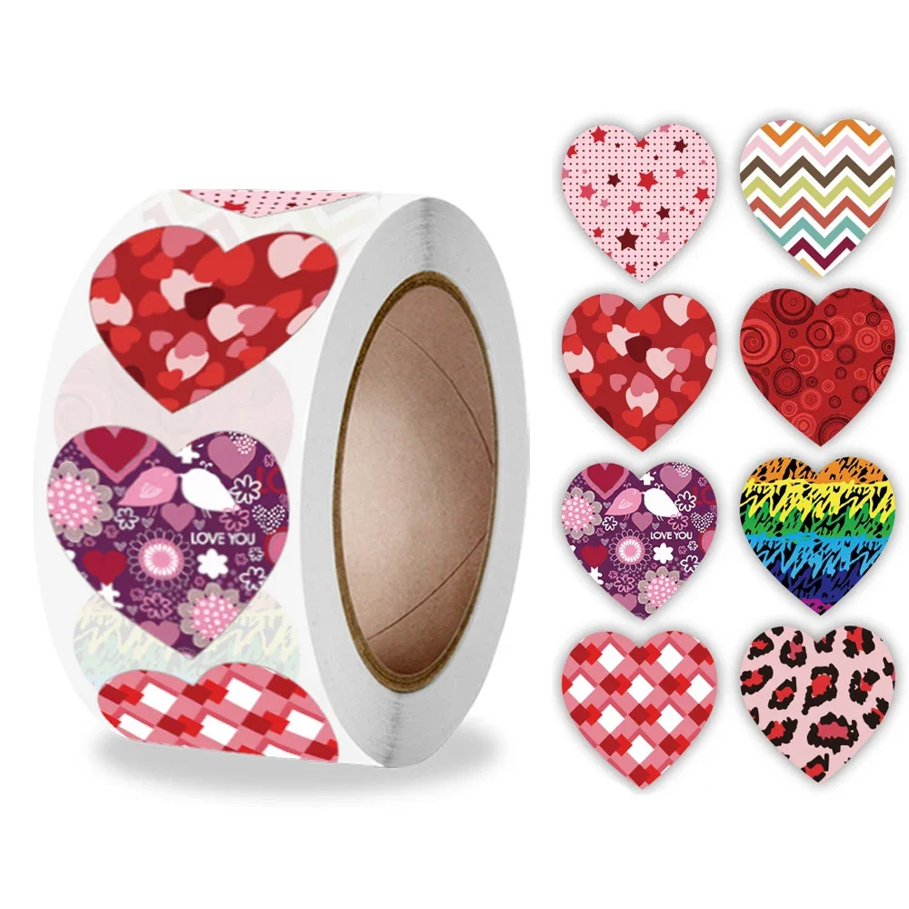 

500pcs Heart Shape Labels Valentine's Day Paper Packaging Sticker Candy Bag Gift Box Packing Bag Wedding Thanks Stickers