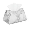 Custom White Gray Marble Pattern Tissue Box Holder Rectangular PU Leather Facial Tissue Box Cover for Car Office 1