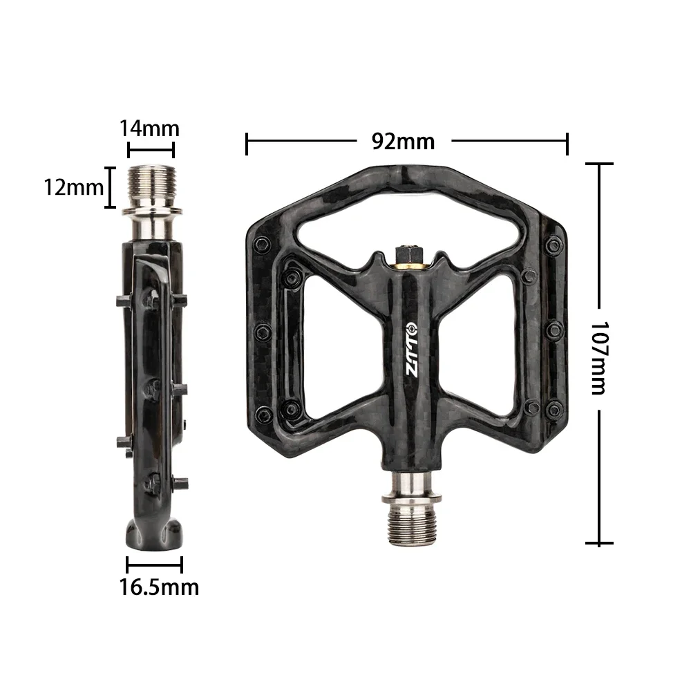 ZTTO Ultralight Full Carbon Fiber Pedal 179g Bearings Flat Pedal