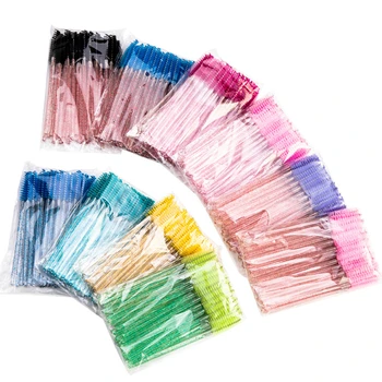 50PCS 일회용 속눈썹 브러쉬 눈썹 브러쉬 립 브러쉬 속눈썹 확장 마스카라 완드 메이크업 전문 미용 도구