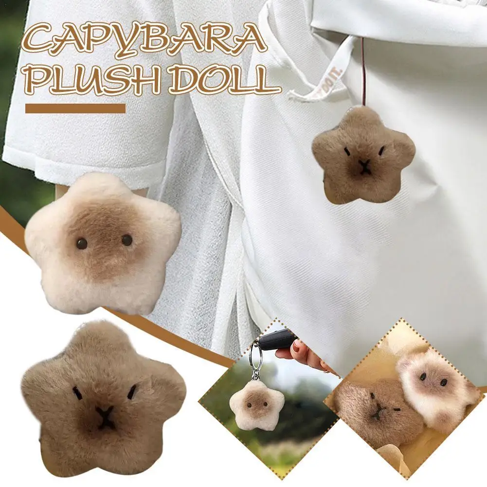 

Cute Plush Star Squeak Toy Keychain Pendant - Soft Stuffed Doll For Backpack Car Or Key Decoration - Perfect Kid's