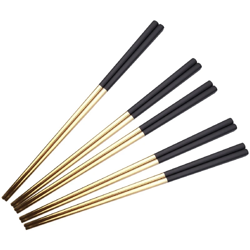 

25 Pairs Chopsticks Stainless Steel Chinese Gold Set Black Metal Chop Sticks Set Used For Sushi Dinnerware