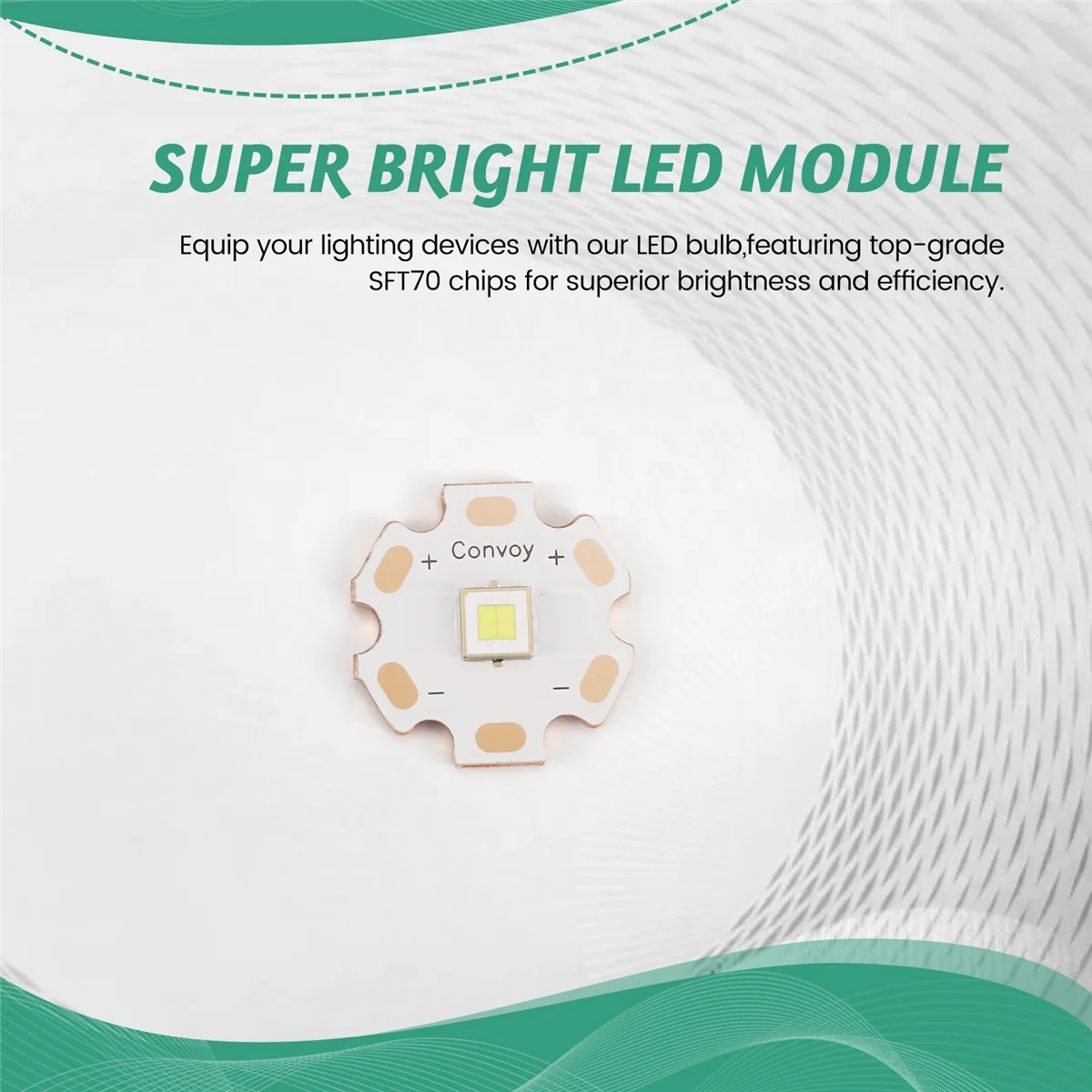 SFT70 LED,6500K Light Emitting Diode Efficient Lighting for Flashlights Headlamps & More with 20mm Copper PCB