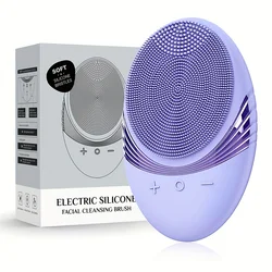 Premium Ultra - Thin Electric Facial Cleansing Brush with USB Rechargeable Battery and Five Power Modes (Purple)