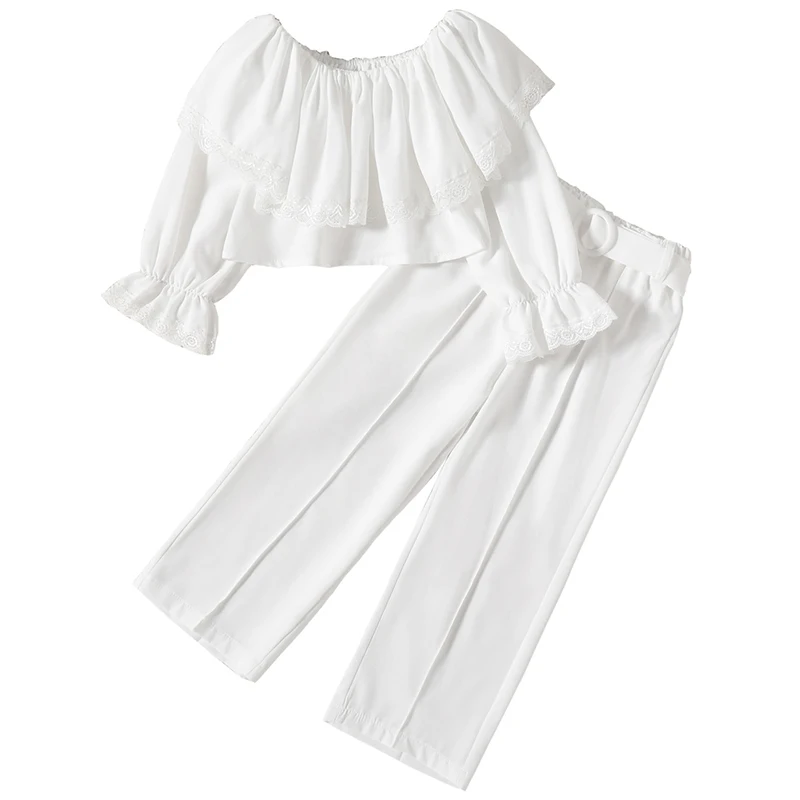

2Piece Sets Spring Fall Baby Girl Clothes Fashion Lace Long Sleeve Tops+Pants Children Boutique Clothing Toddler Costume BC1234