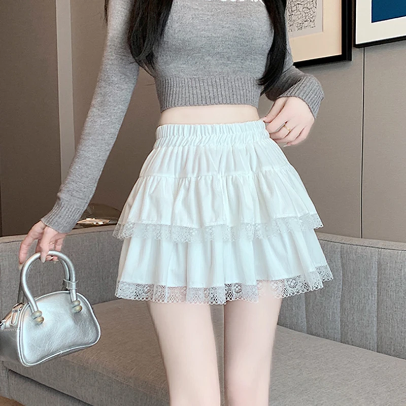 y2k Mini Skirt Women Coquette Clothes Lolita Fairycore High Elastic Tiered Ruffle Skirts Goth Lolita Skirts Streetwear
