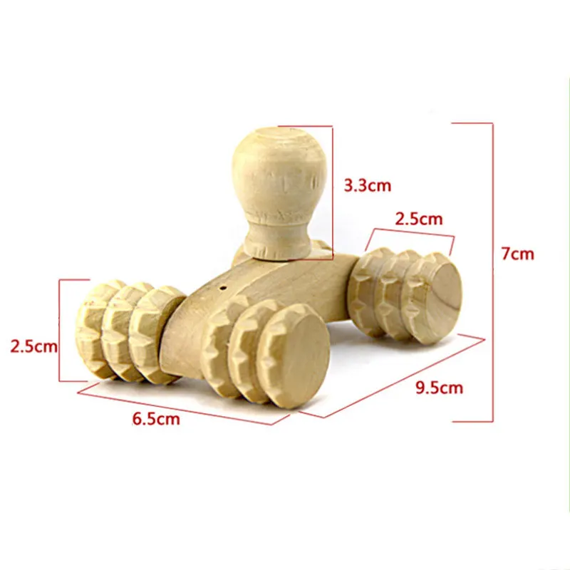 Tcare Solid Wood Full-body Four Wheels Wooden Car Roller Relaxing Hand Massage Tool Reflexology Face Hand Foot Back Body Therapy massage tool