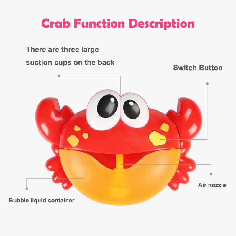 Electric Crab Bubbles Machine Kids Bath Bubble Frog Swimming Pool Bathroom Water Play Baby Bath Toy Bathtub Toys for Children 5
