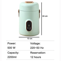 Marmite électrique 2,2 L, mijoteuse, intérieur en céramique, soupe de voyage, porridge, multicuiseur, boîte à lunch, cuiseur vapeur, chauffe-plat, portable 6