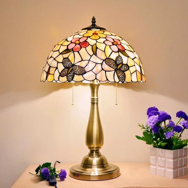 

European Mediterranean bedside lamp Bedroom 12-inch flower butterfly shell bedroom Bedside nordic table lamp night light