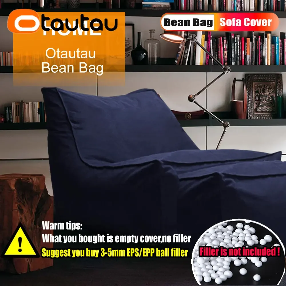 OTAUTAU Outdoor Waterproof Oxford Chaise Lounge Pouf Cover No Filler Garden Beach Camp Beanbag Sofa Bed Puff Salon Ottoman SF062 4