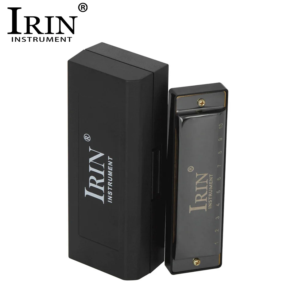 IRIN 10 Hole 20 Tones Harmonica C Key Harmonica Black Nickel Plated Mouth Organ Suitable For Music Lovers Woodwind Instrument