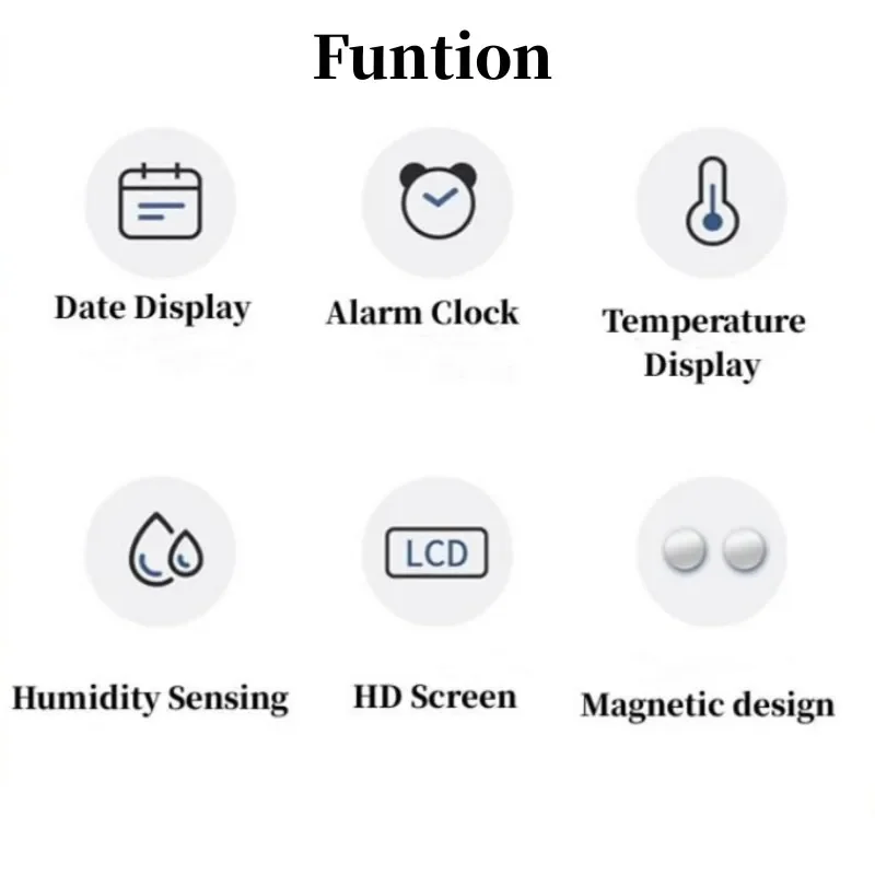 3.7 Inch Large LCD Digital Wall Clock Humidity Thermometer Calendars Display Magnetic Mounted Alarm Clock Living Room Decoration digital wall clock wall clock digital display clock