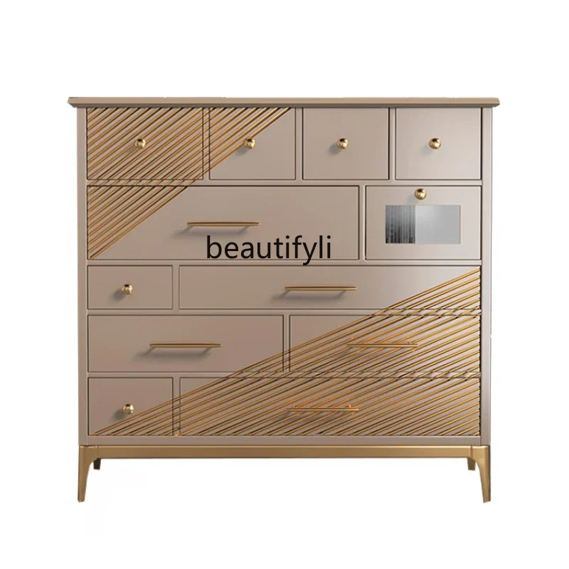 

Affordable Luxury Style Locker Modern Minimalist Chest of Drawers Entrance Cabinet American Solid Wood Wall Cabinet