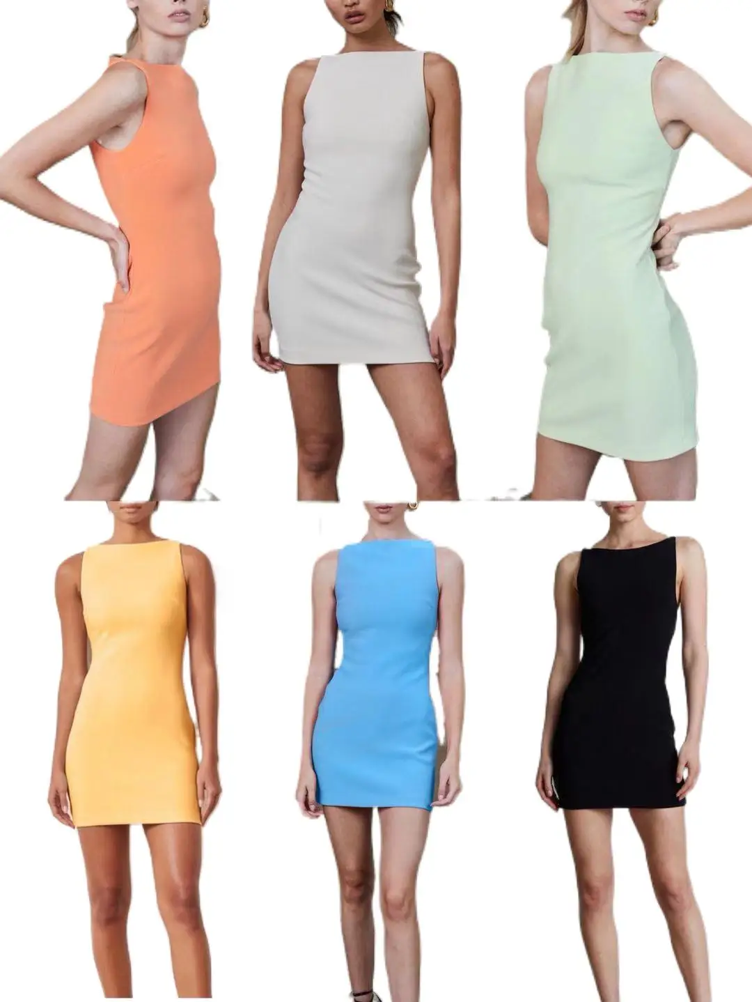 

Minimalist Style Slim Stretch Sleeveless Dresses Female Summer Sexy Short Simple Party Dress New Color Supermodel Same Style