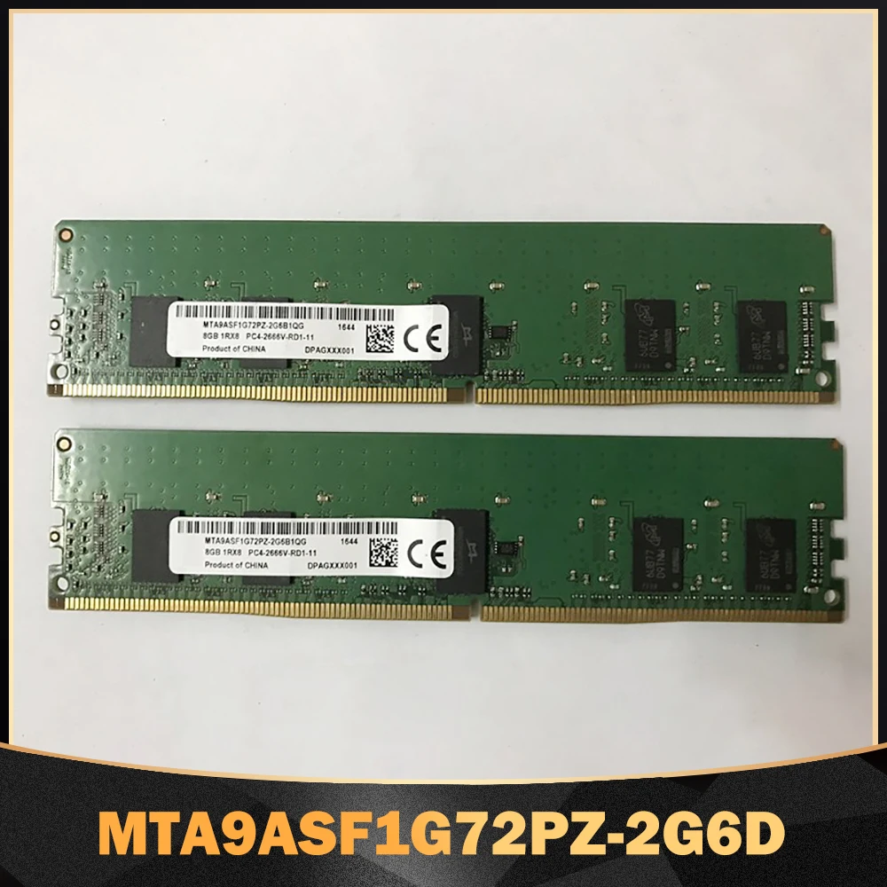 

1PCS 8G 8GB 1RX8 DDR4 2666 PC4-2666V-RD1-11 RDIMM For MT Server Memory MTA9ASF1G72PZ-2G6D