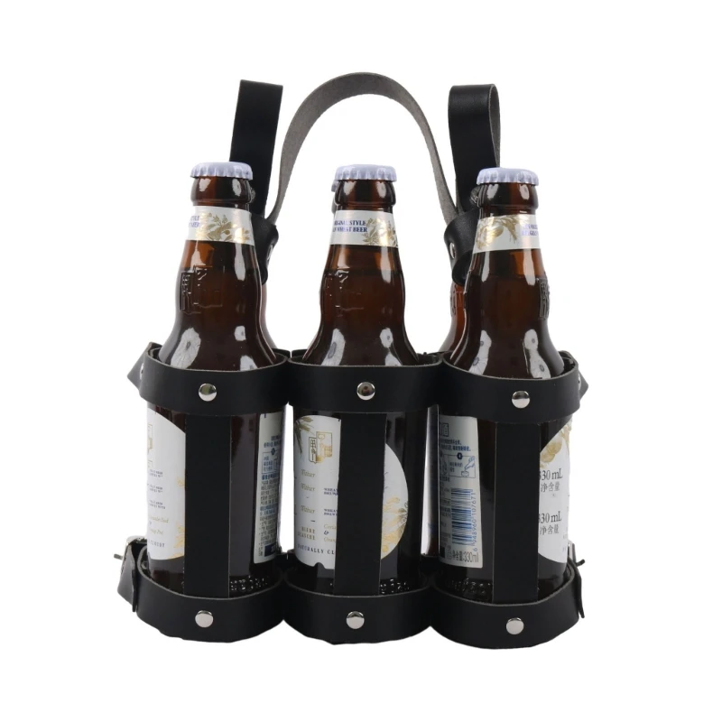 

Leather Beer Folding Bottle Carring Bag Lightweight Bike Beer Holder A2UF