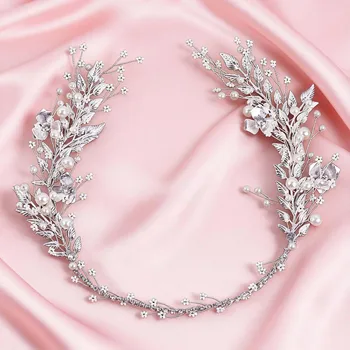 1 fascia per capelli da sposa in lega semplice con strass e perle finte, adatta per matrimoni, feste e abiti da ballo