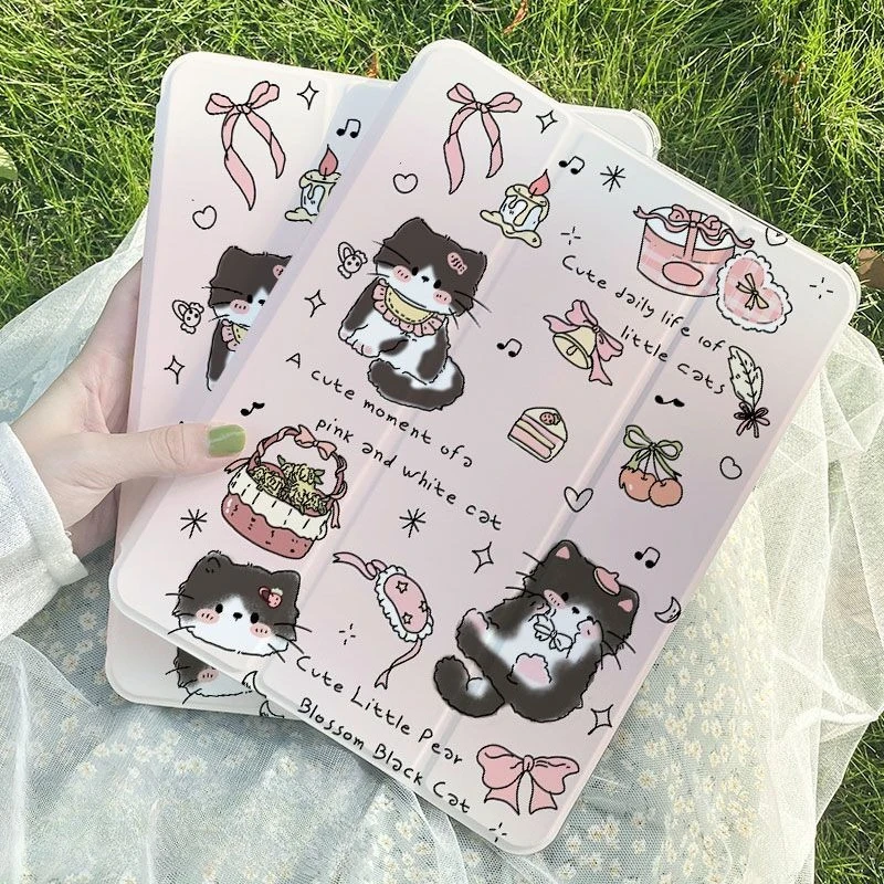 Premium Smart Cover with Pencil Holder - Kitten Design