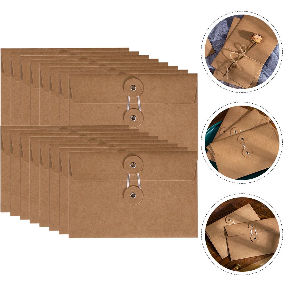 Kraft Paper Kraft String Envelope Vintage File Folder Project Pockets Button String Tie Closure File Jacket