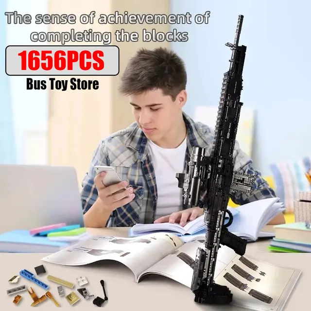 MOULD KING 14026 Ww2 Military Gun MK14 Battle Rifle Simulation Gun Model Building Blocks Weapon Bricks Toys Set for Kids Gifts 3