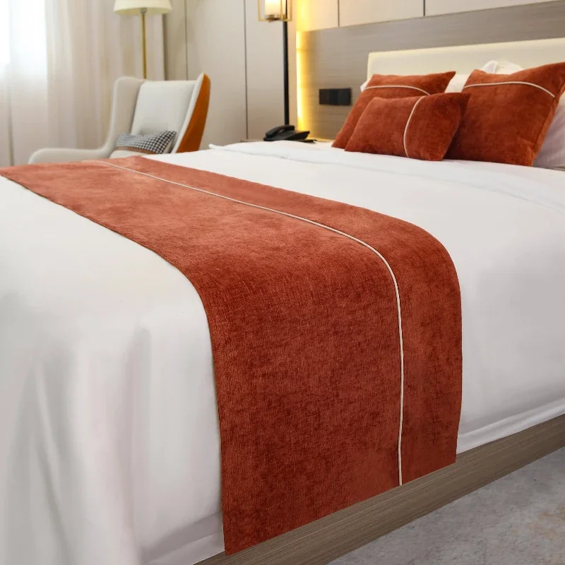 Solid Bedspreads Bed Runner Double Layer Bed Flag Throw Bedding Single Queen King Cover Towel Home Hotel Decorations Bedding