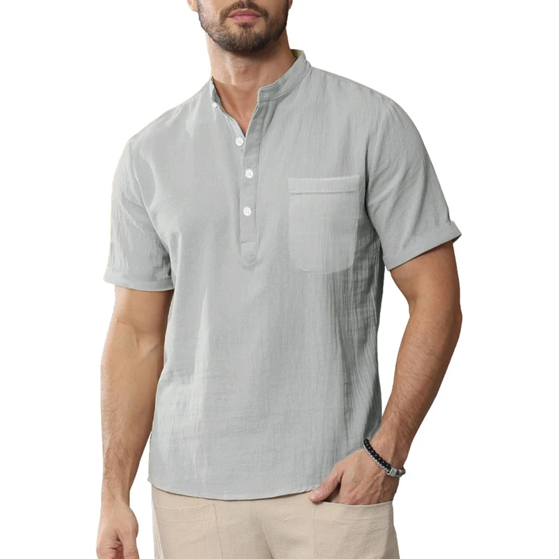 Animal Game Linen Shirt Summer Men's Lightweight Shirt Sping Short Sleeve TShirt  Fit Cotton Streetwear Casual Shirts for Men