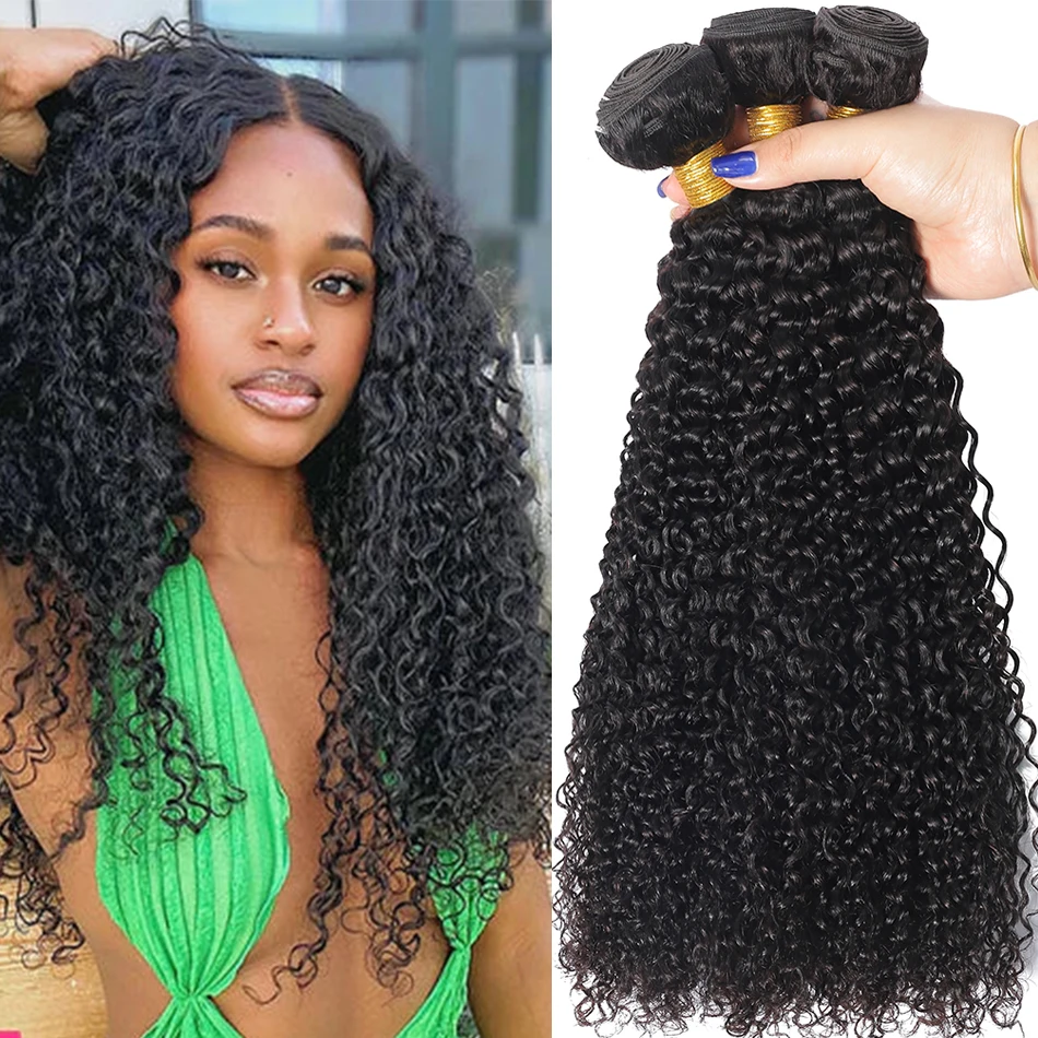 12A Kinky Curly Human Hair Bundles 1/3/4 Bundles Deal 30 Inch Virgin Hair Extensions Weave