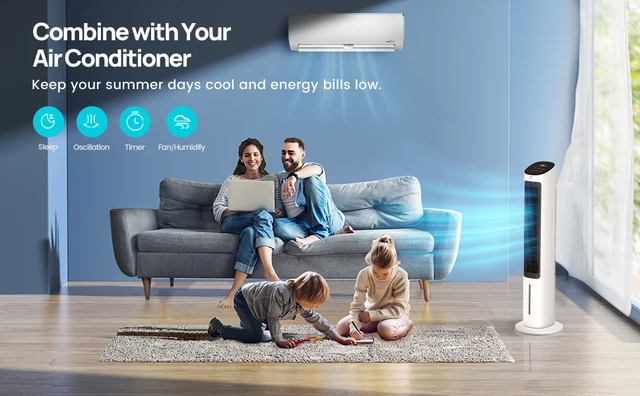Evaporative Air Cooler, 40” Cooling Fan with 80° Oscillating, Humidifying,  Removable Water Tank, Remote Control, 3 Speeds - AliExpress
