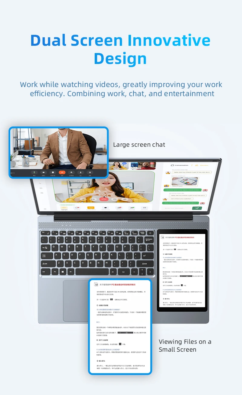 Dual Screen Gaming Laptops 15 .6" IPS + 7'' Touch Windows 11 Intel Celeron N5095 16GB RAM 512GB SSD Notebook Computer Free ship 11 Dual Screen Gaming Laptops 15 .6" IPS + 7'' Touch Windows 11 Intel Celeron N5095 16GB RAM 512GB SSD Notebook Computer Free ship 5