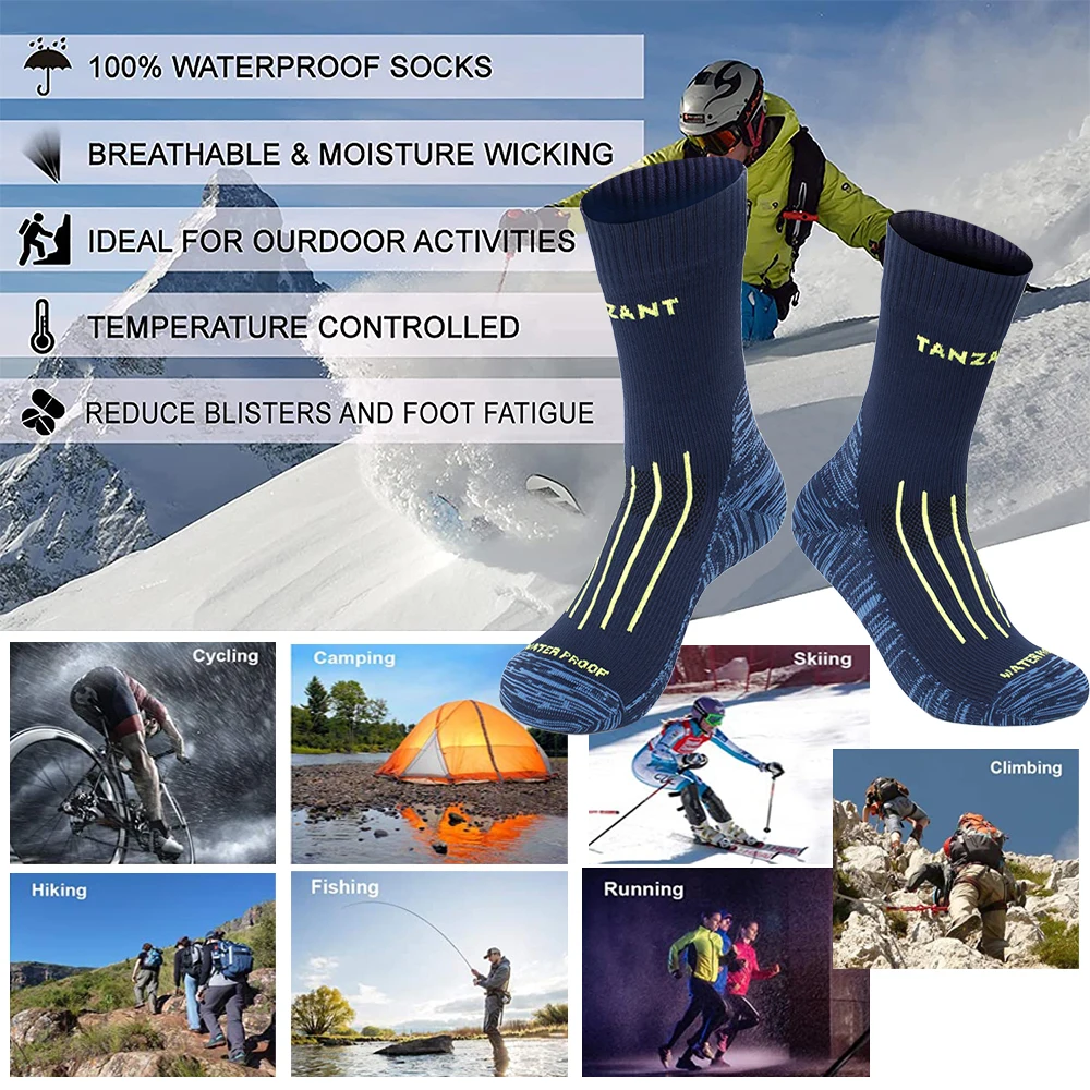 Calcetines impermeables para hombre, medias térmicas cálidas para  senderismo, esquí, ciclismo, Camping, pesca, deportes de nieve, Invierno