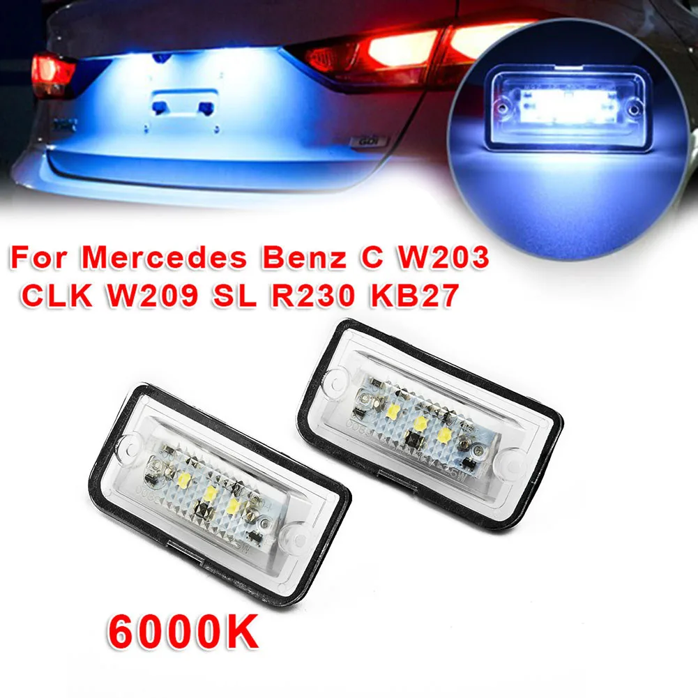 

2pcs Car LED License Plate Light 6000K ABS White For Mercedes For Benz C W203 CLK W209 SL R230 KB27 Car Lights Signal Lamp