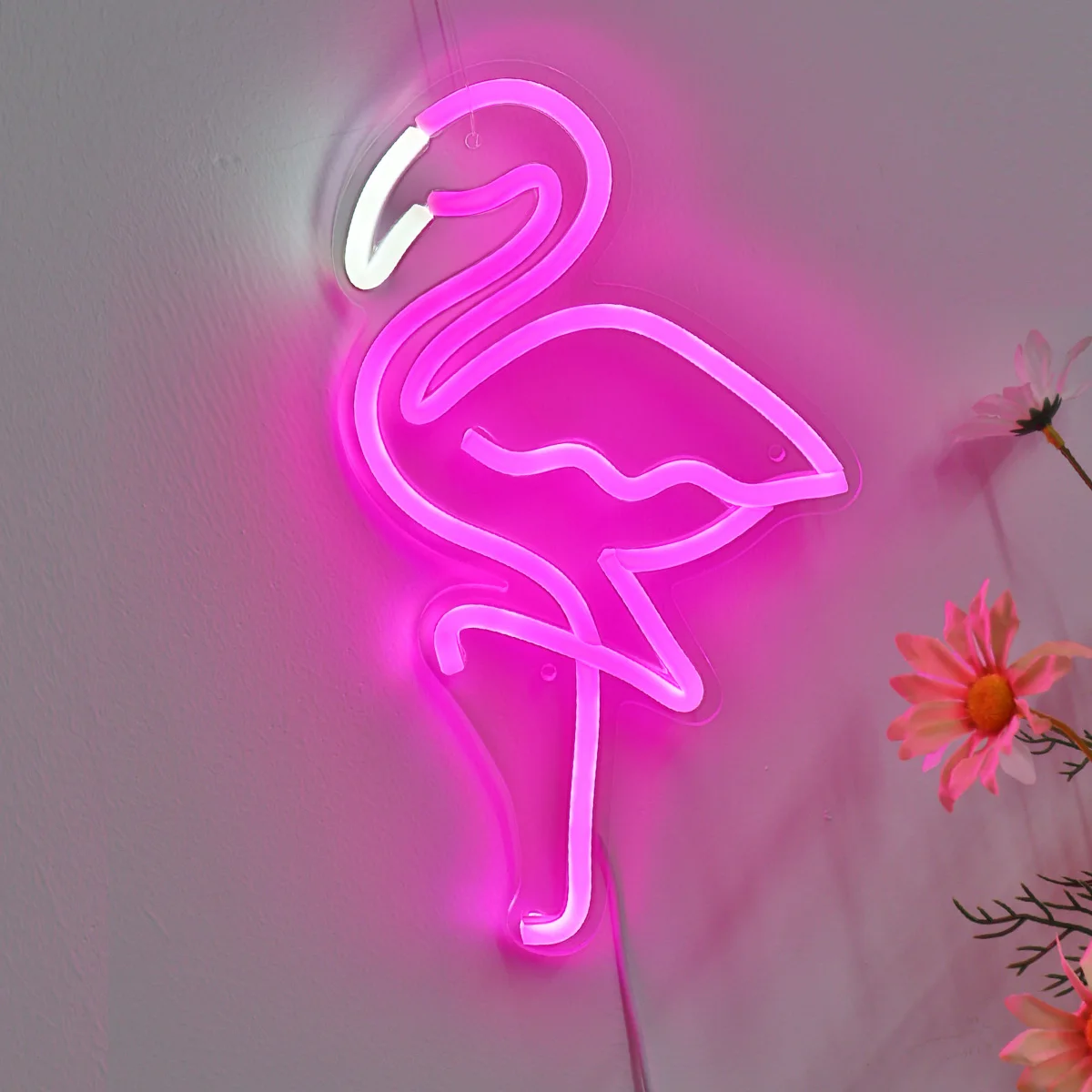 

1PC Flamingo LED Wall Neon Art Sign Light For Room Party Home Pub Club Gallery Studio Decoration Gifts 6.97''*11.81'