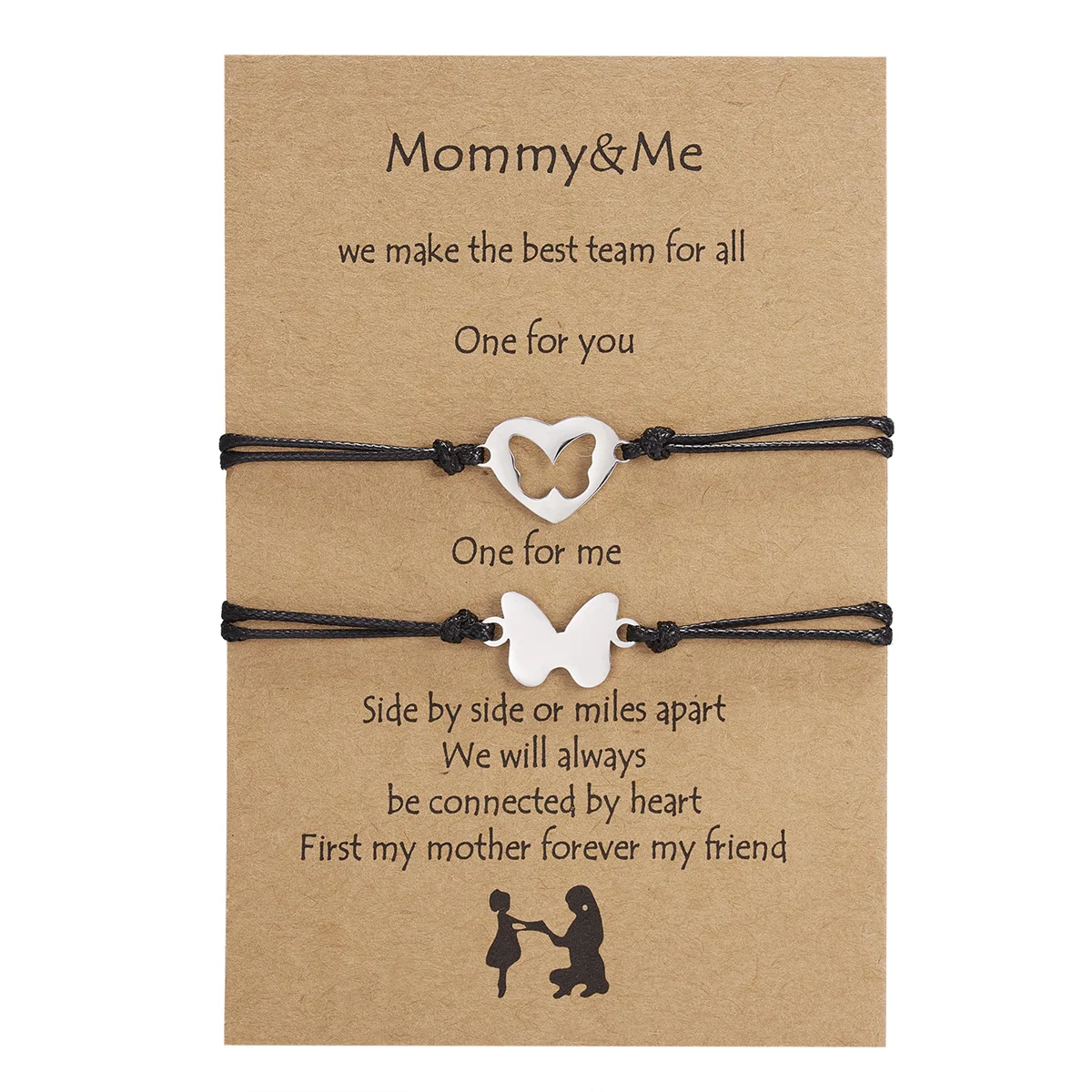 Mother Daughter Stainless Steel Hollow Butterfly Bracelets For