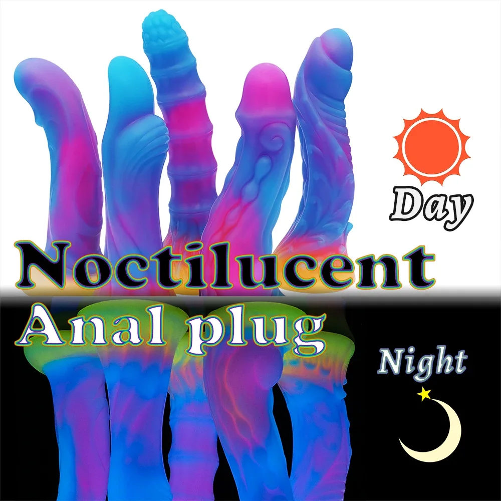 Sex Toys Cute Luminous Dildo Anal for Women Men Colourful Glowing Huge Dragon Monster Dildo Butt Plug Adult