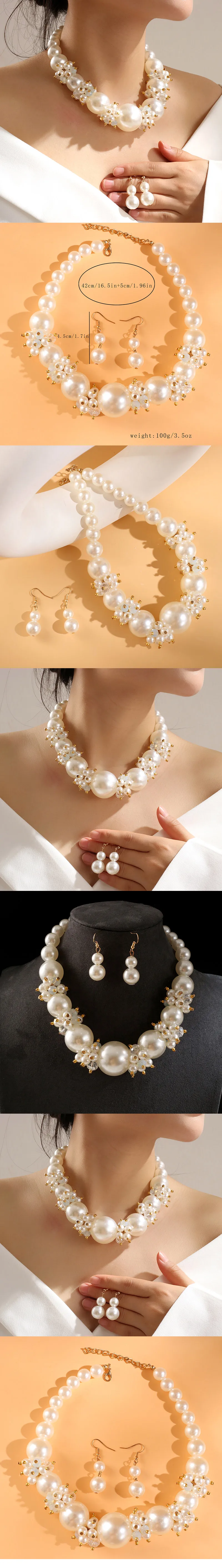 Nuevos conjuntos de joyería para mujer, conjunto de joyería mixta de cristal Artificial con perlas de imitación, gargant