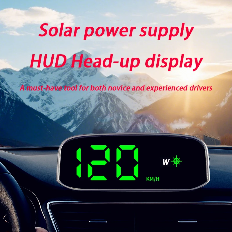 Solar Hud Head-up Display Overspeed Alarm Automatic Switch Car Speedometer No Ne