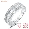 Newshe D Color GRA Certified Moissanite Rings for Women Solid 925 Sterling Silver Yellow Gold Color Wedding Engagement Ring