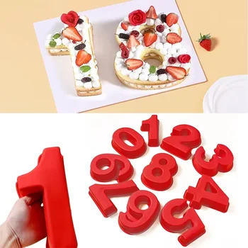 10 Inch 0-9 Numbers Shape Cake Mold Digtial Shape 3D DIY Fondant Chocolate Molds Silicone Cake Pan Cake Decoration Tools