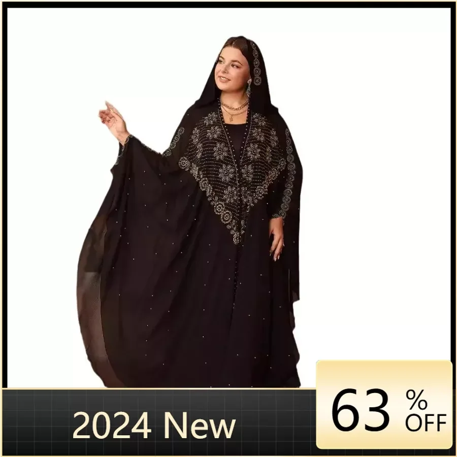 Abaya Morocco Kaftan Dubai Hooded Maxi Dress Bat Sleeve Farasha Kaftan Muslim Women African Open Kimono Boubou Evening Long Gown winyi two piece suit kimono straight leg pants bohemian african over size dress women elastic floor length holiday kaftan