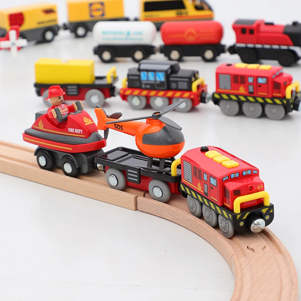 TOPLIVING Treno locomotiva a batteria (collegamento magnetico) – potente treno motore compatibile con Thomas, Brio, Chuggington – Giocattoli per bambini – Blu