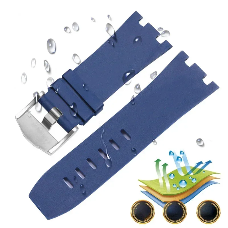 Premium Men's Waterproof Rubber Silicone Watchband - 28mm Strap