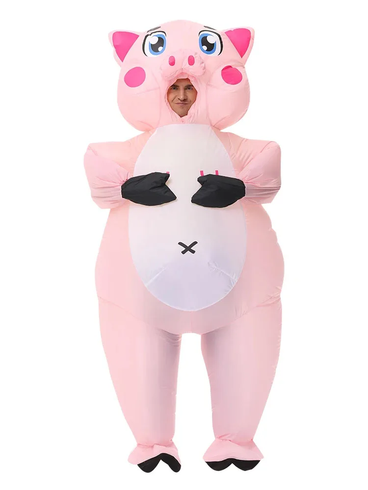 

Pink Pig Inflatable costume Adult Purim Party Cosplay Costume for Man Woman Fancy Halloween Role Play Disfraz