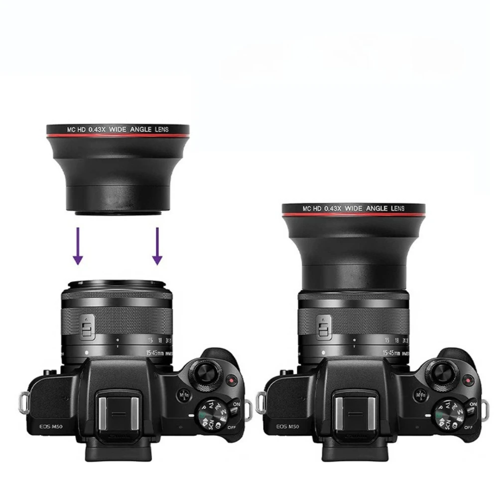 Platā leņķa objektīva filtrs 0.43X 49-58mm