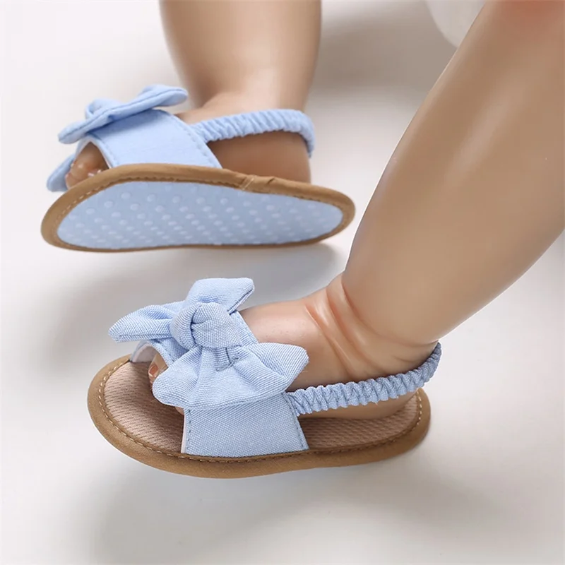 Blotona Baby Girls Bow Knot Sandals, Summer Casual Soft Sole Princess Flat Non-Slip Patchwork Shoes